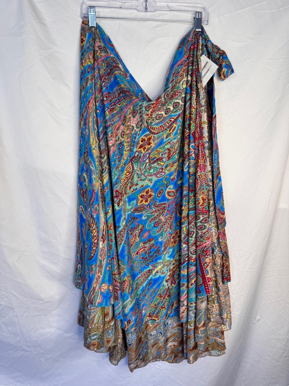 Vienna Vibrant Blue Paisley Silk Blend Wrap Skirt